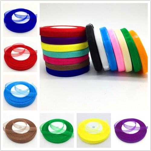 A roll 50 Yards 3/8" 10mm Ribbon Wedding Party Decoration Organza Ribbon Gift Wrapping Hair Bows DIY Christmas Ribbon