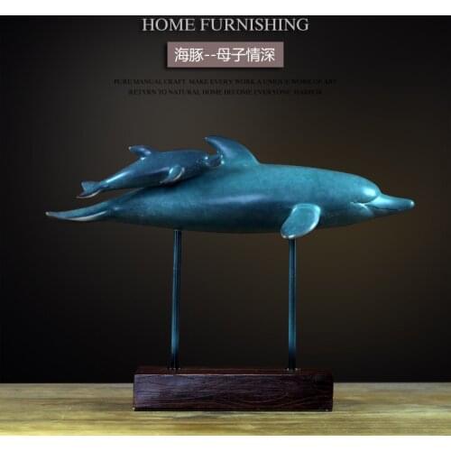 BLUE CREATIVE RESIN DOLPHIN STATUE OFFICE HOME DECOR CRAFTS ROOM DECORATION OBJECTS VINTAGE STUDY PARLOR RESIN ANIMAL FIGURINES
