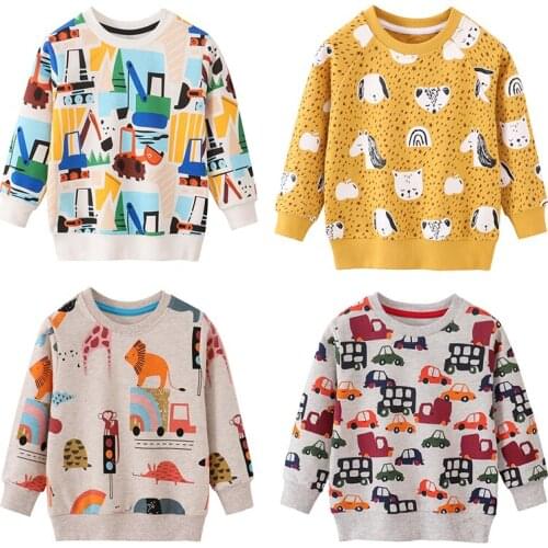 Jumping Meters New Arrival Autumn Winter Animals Print Boys Girls Sweatshirts Cotton Dinosaur Hoodies Childrens Sport Shirt Kid