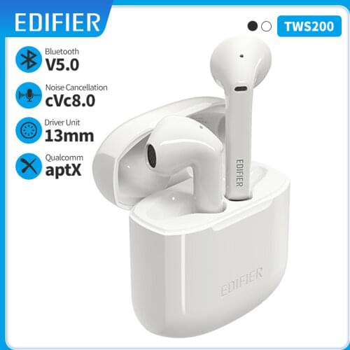 EDIFIER TWS200 TWS Earbuds Qualcomm aptX Wireless earphone Bluetooth 5.0 cVc Dual MIC Noise cancelling up to 24h playback time
