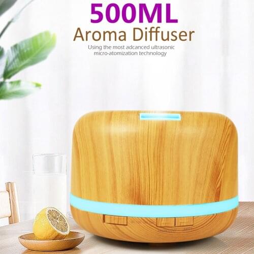 Ultrasonic Aroma Diffuser 500ml Humidifier Essential Oil Diffuser Air Aromatherapy Humidifier Machine With Wood Grain For Home