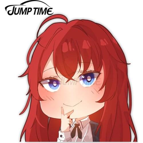 Jump Time 13 x 10.8cm Vinyl Decoration Cute Girl RiasCartoon Avatar Car Stickers Surfboard Peeker Waterproof 3D Car Decor