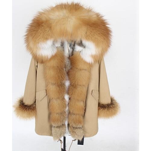 2021 New Long Fur Parka Winter Jacket Women Plus Size Real Fur Coat Rex Rabbit Fur Lining Big Raccoon Fur Collar Hooded Clothing