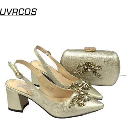 Ladies Italian Shoes and Bag Set Decorated with Rhinestone Italian Shoes and Bags Set SANDALS Matching Shoes and Bag Set
