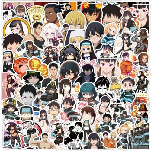 10/30/50/100Pcs Cartoon Anime Fire Force Stationery Waterproof PVC Sticker DIY Luggage Laptop Skateboard Children Classic Toy