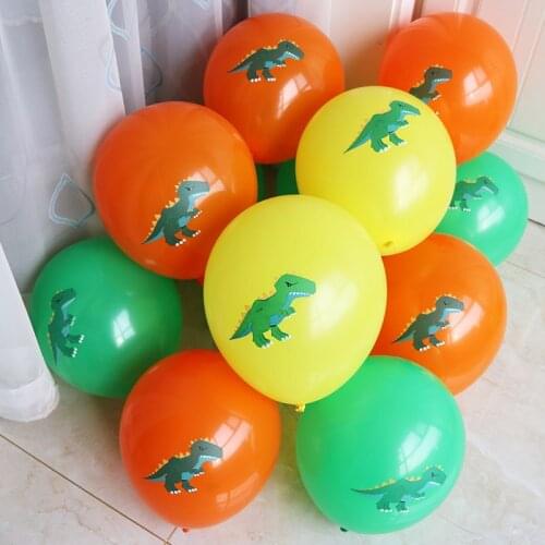 10Pcs 12 Inch Cartoon Dinosaur green yellow Balloon Baby Shower Children Party Happy Birthday Balloon Party DIY Decoration