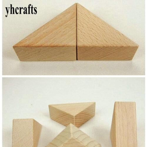 10PCS/LOT.5x7x2.5cm wood isosceles triangle Early learning educational toys Assemblage block Match toys Kindergarten crafts