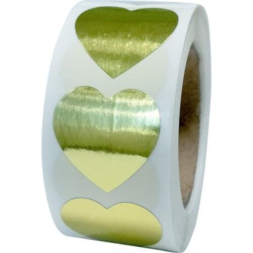 100-500pcs Heart shape of gold Stickers seal Labels Code Dot for Package and Wedding decoration Scrapbooking stationery sticker