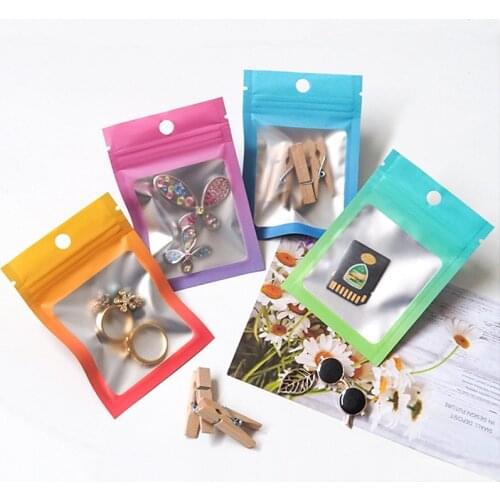 Translucence Colorful Gift Jewerly Organization and Storage Package Bag Clear Front Stripe Poly Aluminum Foil Zip Lock Pouch Bag
