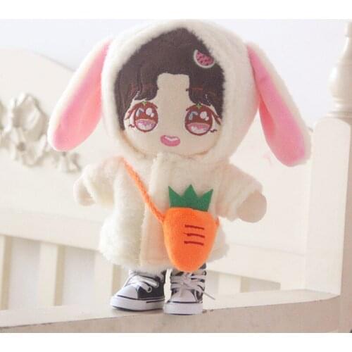 20cm Replaceable clothes Doll cream color Rabbit ear coat Cardigan coat pants Sean Xiao Clothes Childrens Christmas gifts