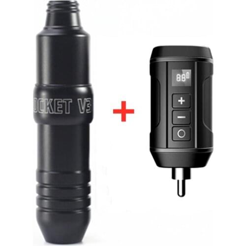 2021 New Hot Sale Rocket-V3 Rotary Tattoo Machine Pen Swiss Motor Strong Quiet With RCA Mini Wireless Power Kit Free Shipping