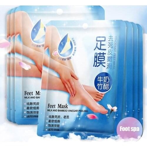 5 Pairs Safe Non-toxic Milk Bamboo Vinegar Foot Mask Gentle Remove Hard Dead Skin Foot Care Mask Effective Relieve Foot Calluses