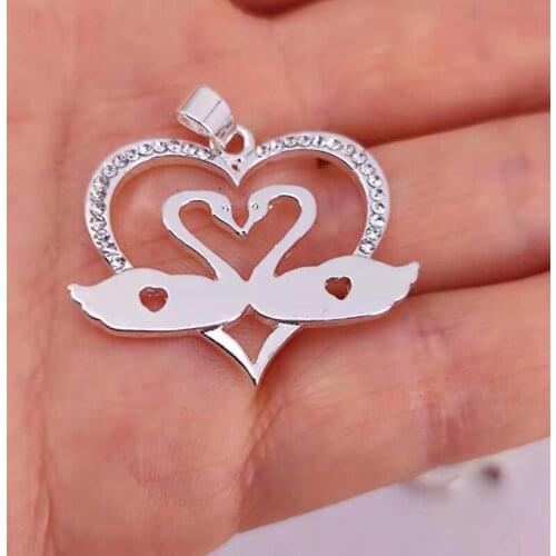 5pcs two swan heart pendant charm two colors charms for women man Accessorie