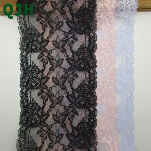 24.5cm Width Apparel Accessories Pink&Black&Blue Elastic Stretch Lace Trim DIY sewing fabric underwear garment garter supplies
