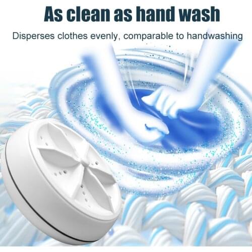 Automatic Portable Mini Washing Machine Ultrasonic Personal Rotating Turbine Washer Suitable Cleaning Brush Home Easy Operation