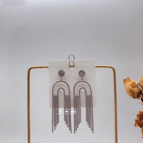Free Shipping Korean Fashion Long Slope Geometric Rhinestone earrings new design earring for women Gift Party Wedding