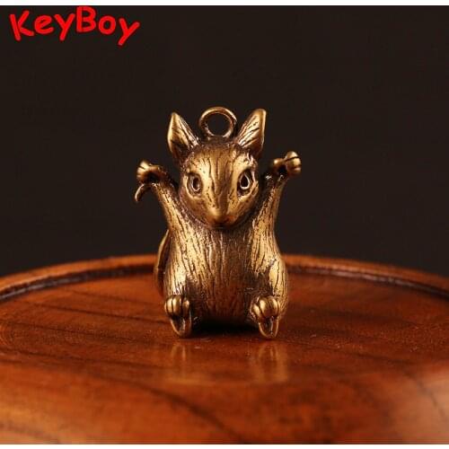 Retro Brass Zodiac Animals Rat Statue Key Chain Rings Pendants Metal Copper Horse Bull Snake Dragon Monkey Sheep Car Keychain