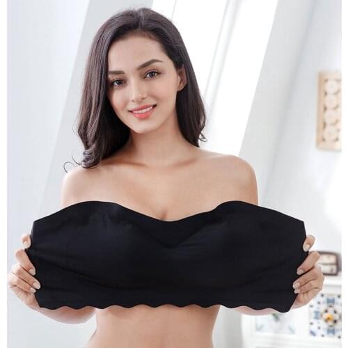 CB070 Plus Size 7XL Women Bras Non-Slip Strapless Tube Top Wireless Push Up Invisible Lingerie Bra Solid Seamless Tanks