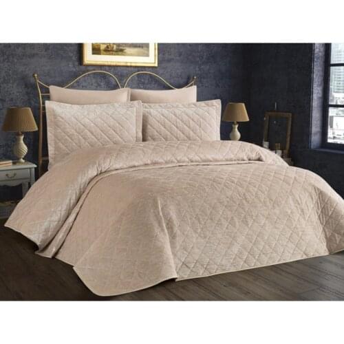Dessert Velvet Double Quilted Bed Cover/Lining Sets-3PCS-Bedspread+2Pcs Pillowcases-Different Colours- Quality Coverlet Set