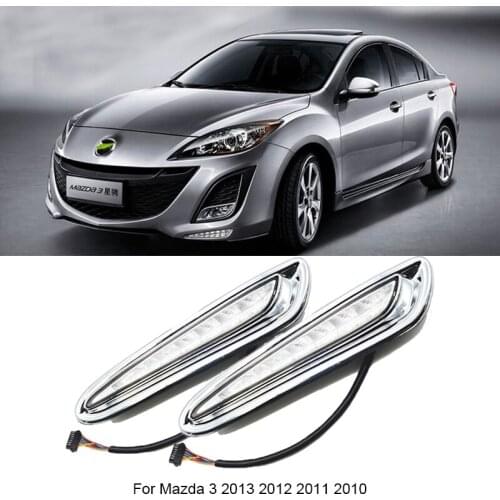 Daytime Running Light For Mazda* 3 2013 2012 2011 2010 2PCS 12V Car DRL Lamp LED Daylight Yellow Turn Signal Function Fog Lamp