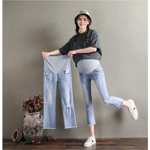 Pregnant Jeans 3/4 Length Women Summer Maternity Denim Pregnancy Clothes Trousers Maternity Leggings Pregnancy Clothing Wear