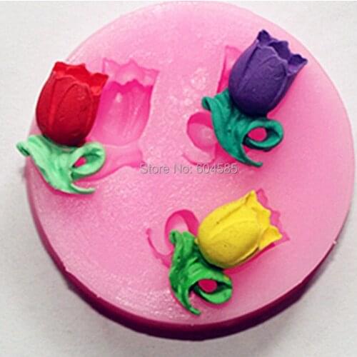 Lily shape Muffin Sweet Candy Jelly fondant Cake chocolate Mold 3D Silicone mold Baking Pan cooking tools bakewareFM247