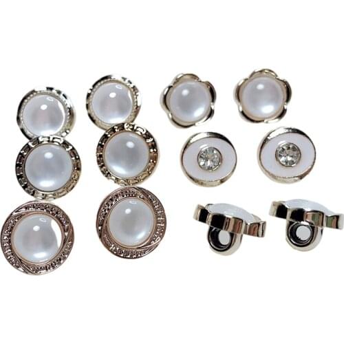 HL 20pcs 12mm Plating Buttons With Stone Shirt Buttons Apparel Sewing Accessories DIY Crafts