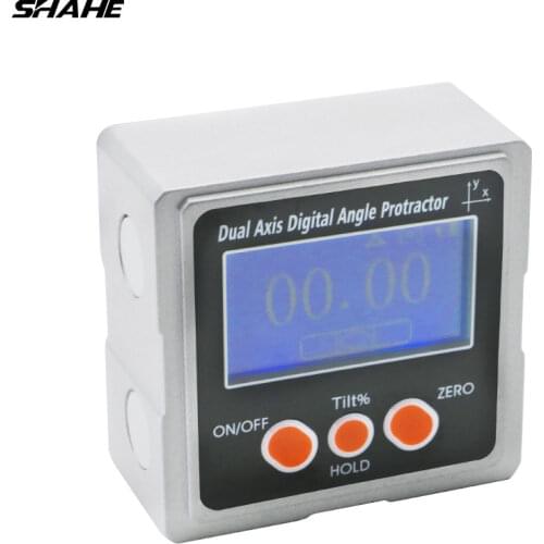 SHAHE Dual axis Digital Inclinometer with 3-sides magnets Aluminum Alloy Bevel Box Electronic Protractor Digital Angle Gauge