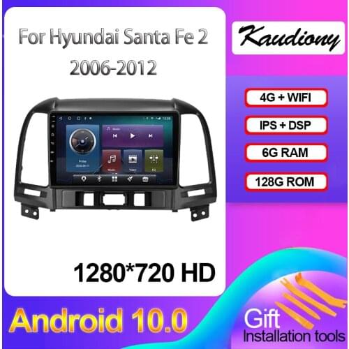 Kaudiony 9" Android 10 For Hyundai Santa Fe 2 Car DVD Multimedia Player Auto Radio GPS Navigation Stereo 4G DSP video 2006-2012