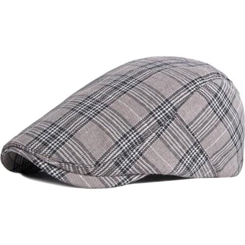 LDSLYJR 2021 Cotton Spring Summer plaid Newsboy Caps Flat Peaked Cap Men and Women Painter Beret Hats 130