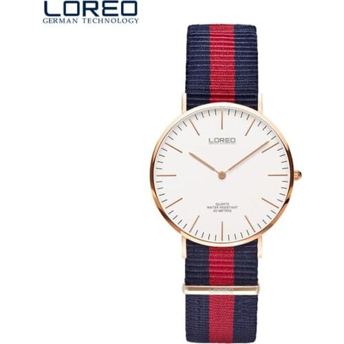 LOREO Fashion Military Nylon Belt Watch Canvas Wristband Simple Casual Quartz Wristwatches Ultra Thin Dial Sapphir Glass Clock