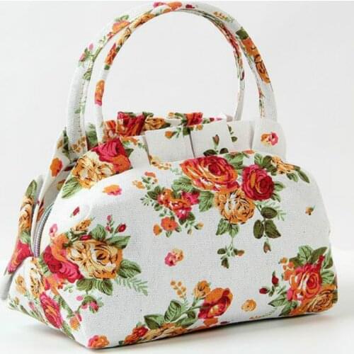 Small Bag Convenient Zipper Lunch Bag Mini Universal Small Square Bag 2021 New Canvas Women Bags Casual Flower Handbag