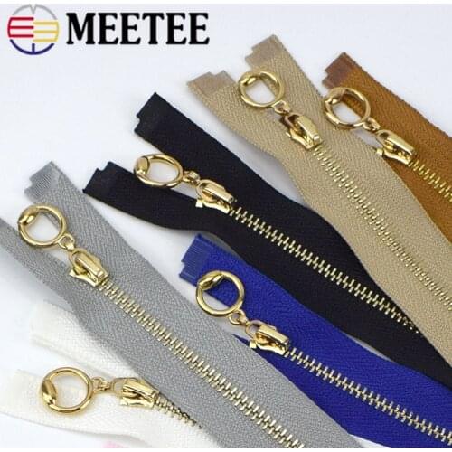 Meetee 2pcs/5pcs 40/50/60/70cm 3# Metal Zipper Ring Puller Zippers for Sewing Jeans Skirt Coat Bags Zip Repair Kit Accessories