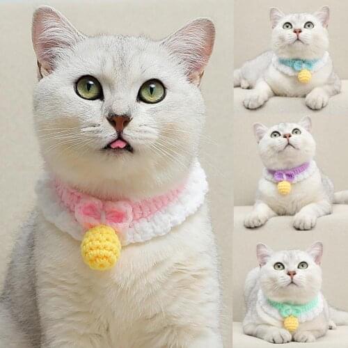 Dog Puppy Cat Cute Cotton Rope Collar Adjustable Necklace Neck Strap Pet Supply Best Gift for Pet Birthday Wool Knitted Scarf