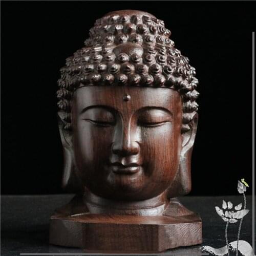 Home Decoration Mini buda statue head room Home Decor Wood carving Buddha sculpture office decoration art Crafts gift