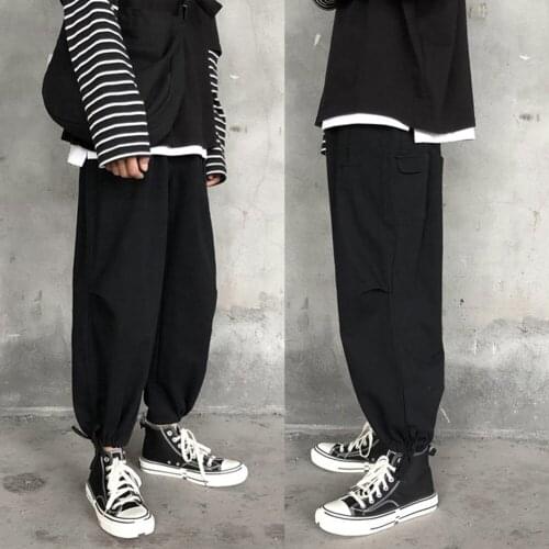 Fashion Men Soft Breathable Ankle Tie Drawstring Loose Pants Ninth Trousers Comfortable, Ankle Tie, Ninth Trousers