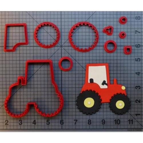 Cartoon Tractor Cookie Cutter Kitchen Baking Supplies DIY Cake Icing Decoration Tool Set 3D Printing Custom Seal