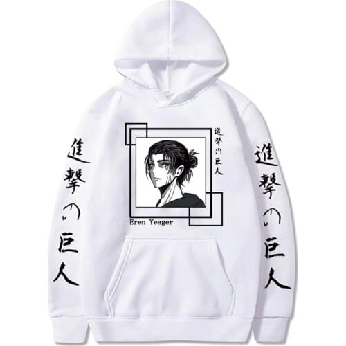 Funny Anime Eren Yeager Attack On Titan Mens Hoodies Winter Casual Oversized Women Sweatshirt Fashion Korean High Street Hoody