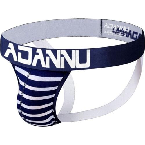 2020 ADANNU Brand mens g-string cotton g-string breathable buttock sexy double g-string gay underwear wholesale stripe