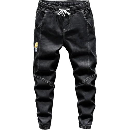 2021 Fashion New Men Casual Elastic Waist Drawstring Slim Fit Hip Hop Desinger Denim Trousers Jeans Casual Size 4XL 5XL