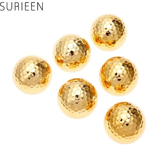 6 Pcs/lot Two Layer Golden Golf Balls Golf Practice Balls Golfer Training Gift Ball 42.67mm Indoor & Outdoor Sports Balls Games