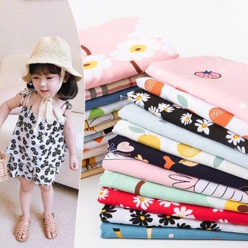 Bottom Soft Close to Skin Garment Dress Childrens Apparel Material Cartoon Print Fabric Cartoon Artificial Cotton Half Meter