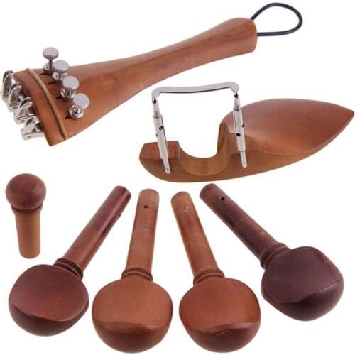 A Natural Jujube wood 4/4 violin Parts accessories Set of Fine-Tuning, Chinrest Chin Rest, Strings, Tail Nail, Tail Rope, Screw