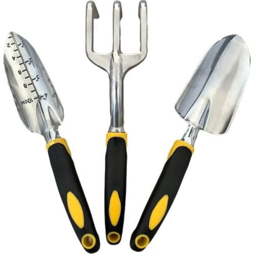 Agricultural Tool Set Three-piece Aluminum Alloy Garden Tool Set Silicone Two-color Handle Garden Tool