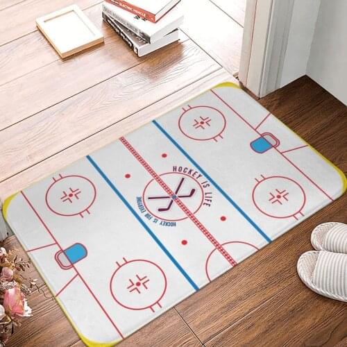 Hockey Is Life Rink Doormat Carpet Mat Rug Polyester Anti-slip Floor Decor Bath Bathroom Kitchen Living Room 40*60