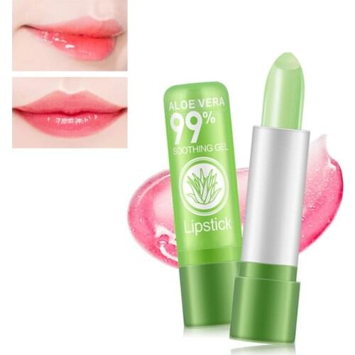 Aloe Vera Natural Moisturizer Lipstick Temperature Changed Color Lip Balm Natural Magic Pink Protector Lips Cosmetics Girl Gifts