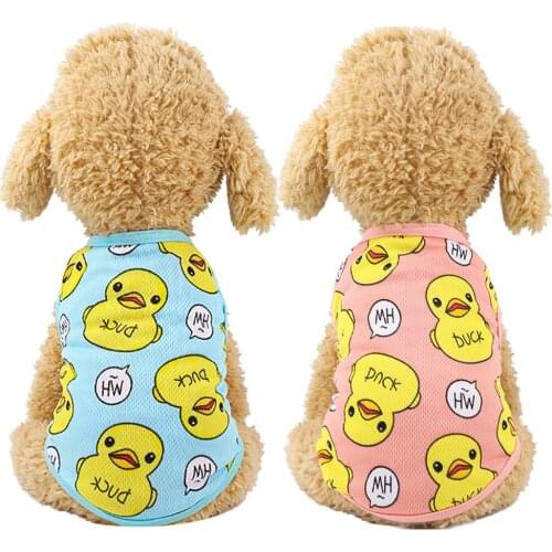 Pet Dog Clothess For Small Dogs Cartoon Cute Duck Print Clothes For Yorkies Chihuahua Terrier T-shirt Puppy Vest Pet Dog Clothes