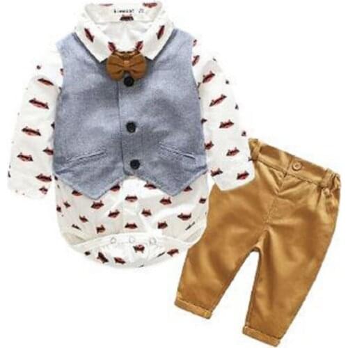 Toddler Baby Boys Formal Suit Waistcoat Pants Casual Outfits Set 0-24M