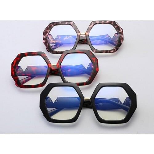 Retro Clear Lens Glasses Frame Trendy Women Hexagon Glasses Frames Red Leopard Fashion Myopia Frame Square Transparent Oculos