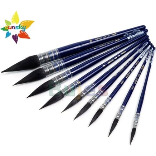 Original NEEF HK2019 Squirrel hair Mop brush Blue penholder Round head Long peak watercolor brush pen Professional art supplies